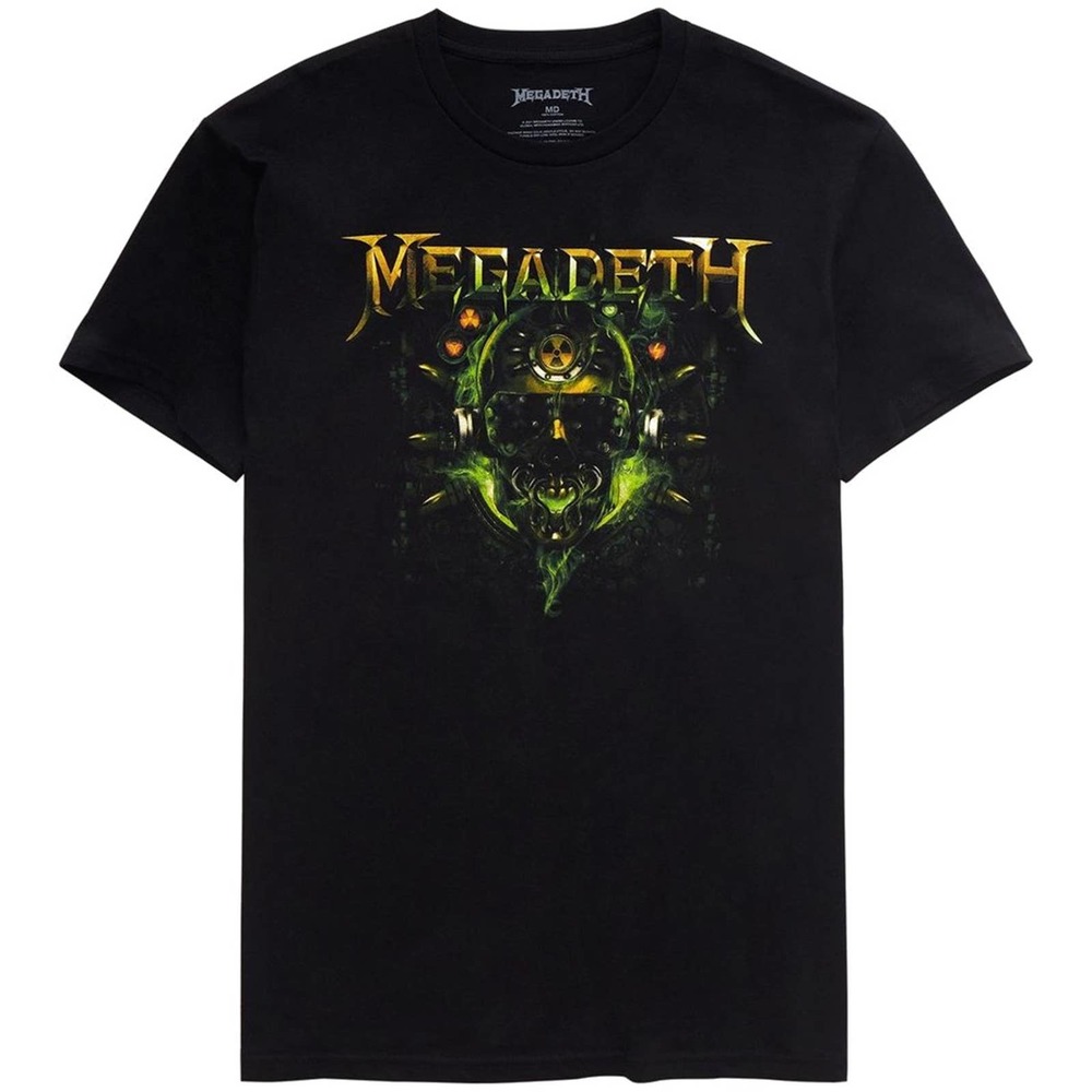 Megadeth Men's Officially Licensed Green Skull Tee T-Shirt in Black
